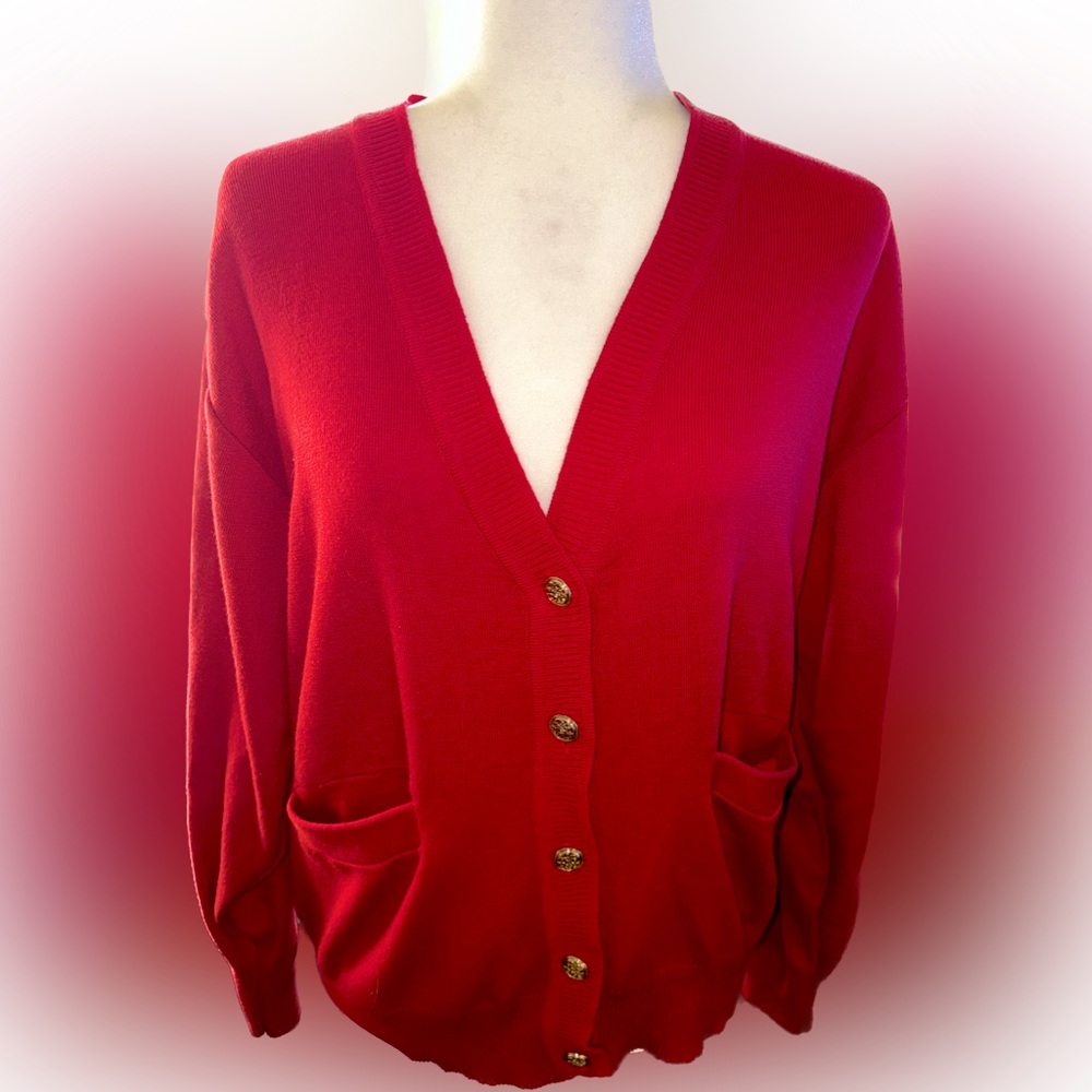 Redcat Red Cardigan Gold Button size L - Picture 11 of 11